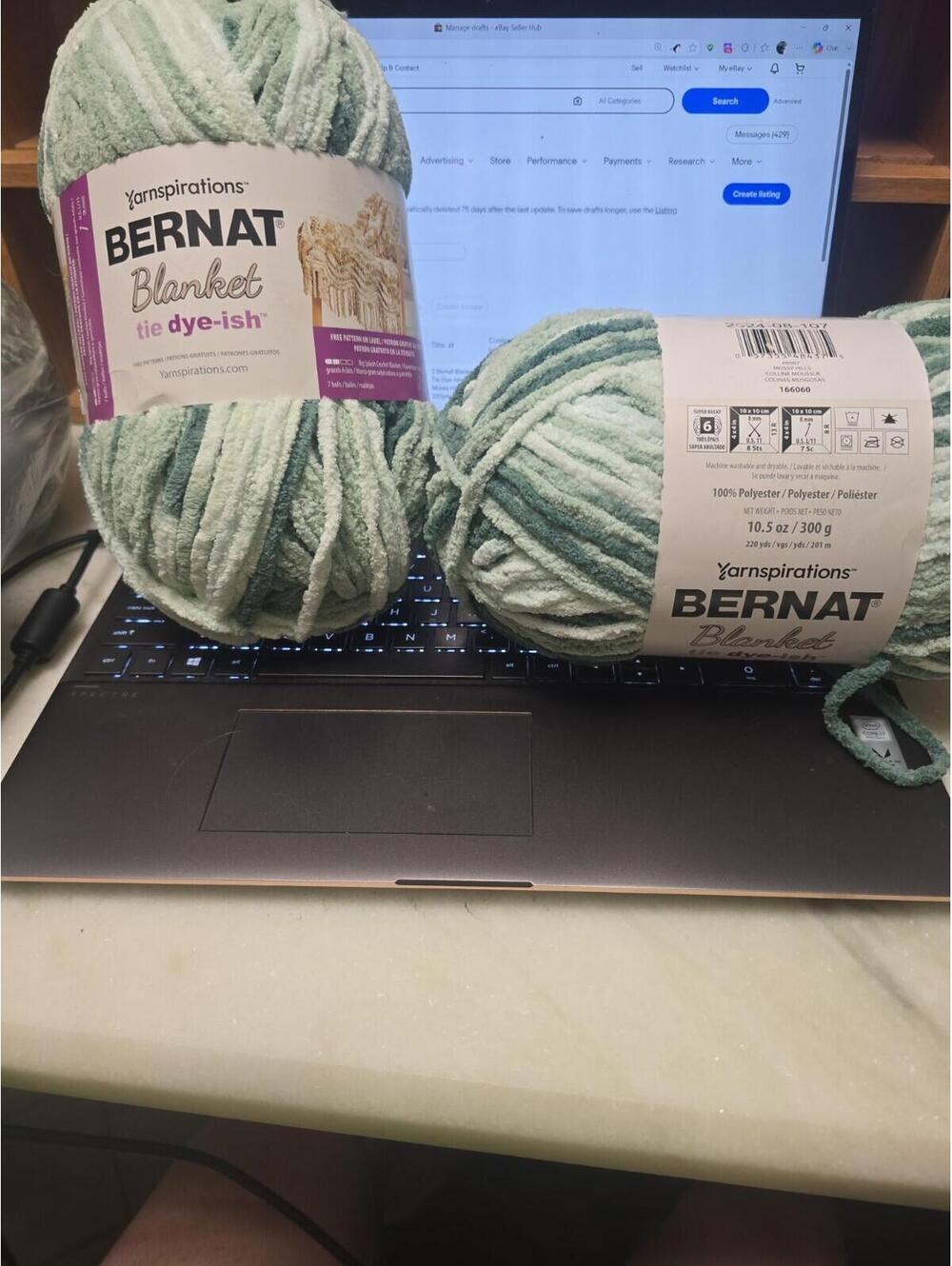 2 Bernat Blanket Tie Dye-Ish Yarn Mossy Hills 10.5oz 220yds #6 Bulky